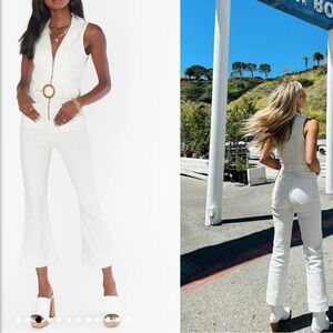 NWT Show Me Your MuMu Jacksonville Jumpsuit Cropped in Pearly White